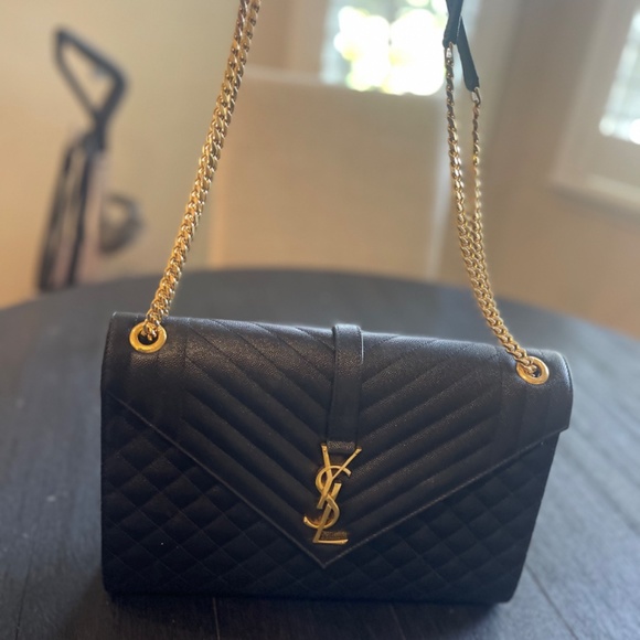 YSL ENVELOPE LARGE BAG IN MIX MATELASSÉ GRAIN DE POUDRE EMBOSSED LEATHER - Picture 4 of 15